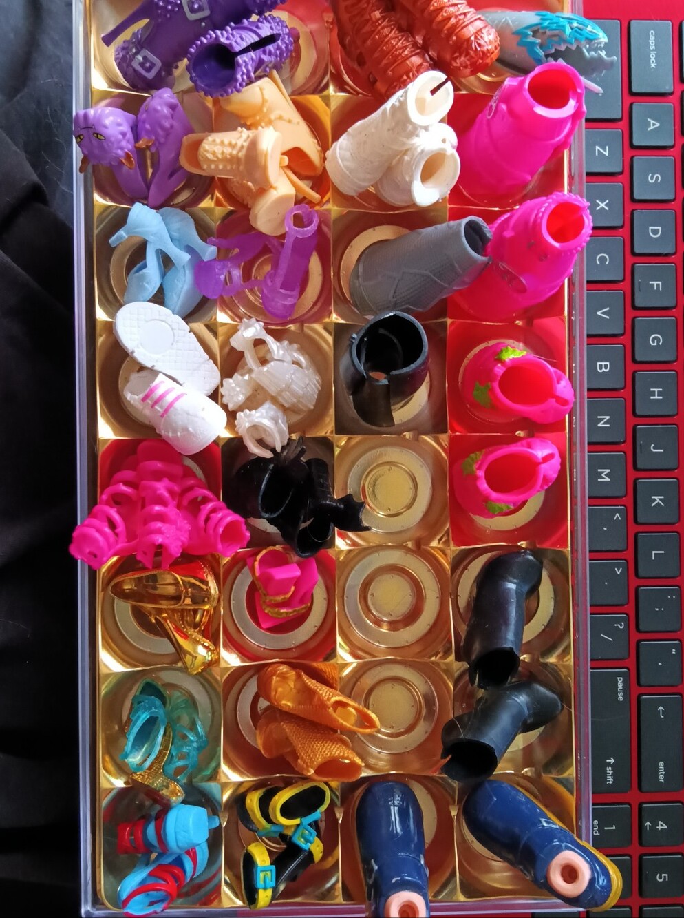 Assorted Doll Shoes - Bright Pink, Purple, Blue, Black, Gold & More